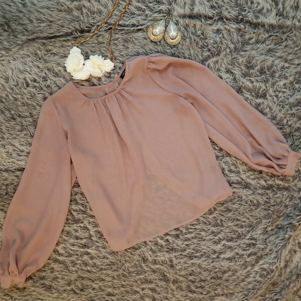 Poetry Sheer Top W/Buttons & Semi Open Back